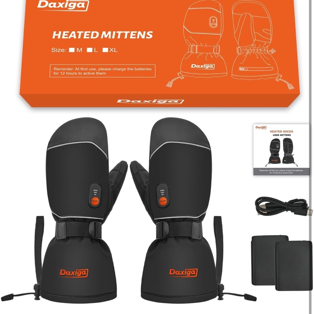 Daxiga Waterproof Mittens, Non-Slip, Windproof Cuffs, Large, for Skating Camping - Picture 8 of 8
